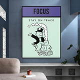 Alec Monopoly Focus Stay on Track Spielkarten-Leinwandkunst