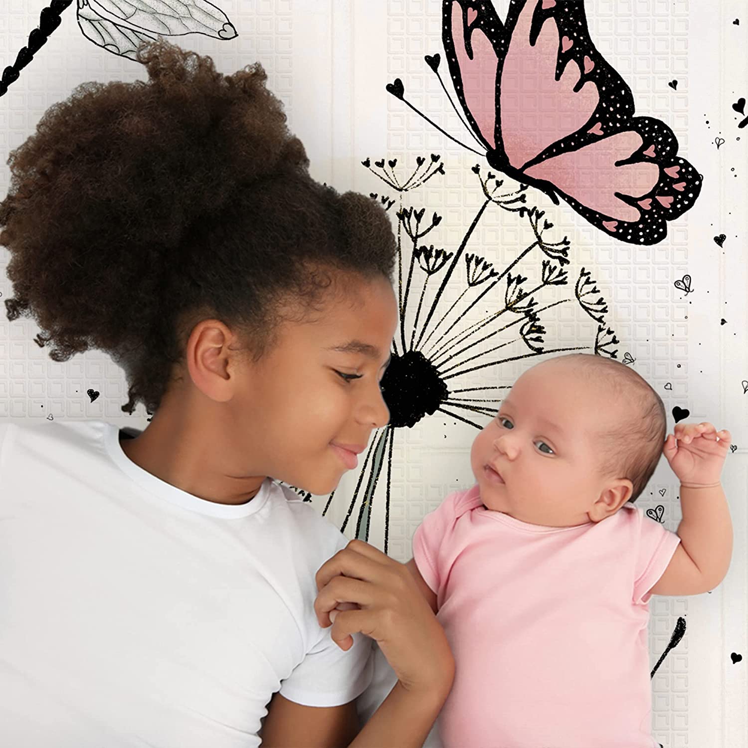 Spielmatte für Babys – Blumen- und Schmetterlingsdesign