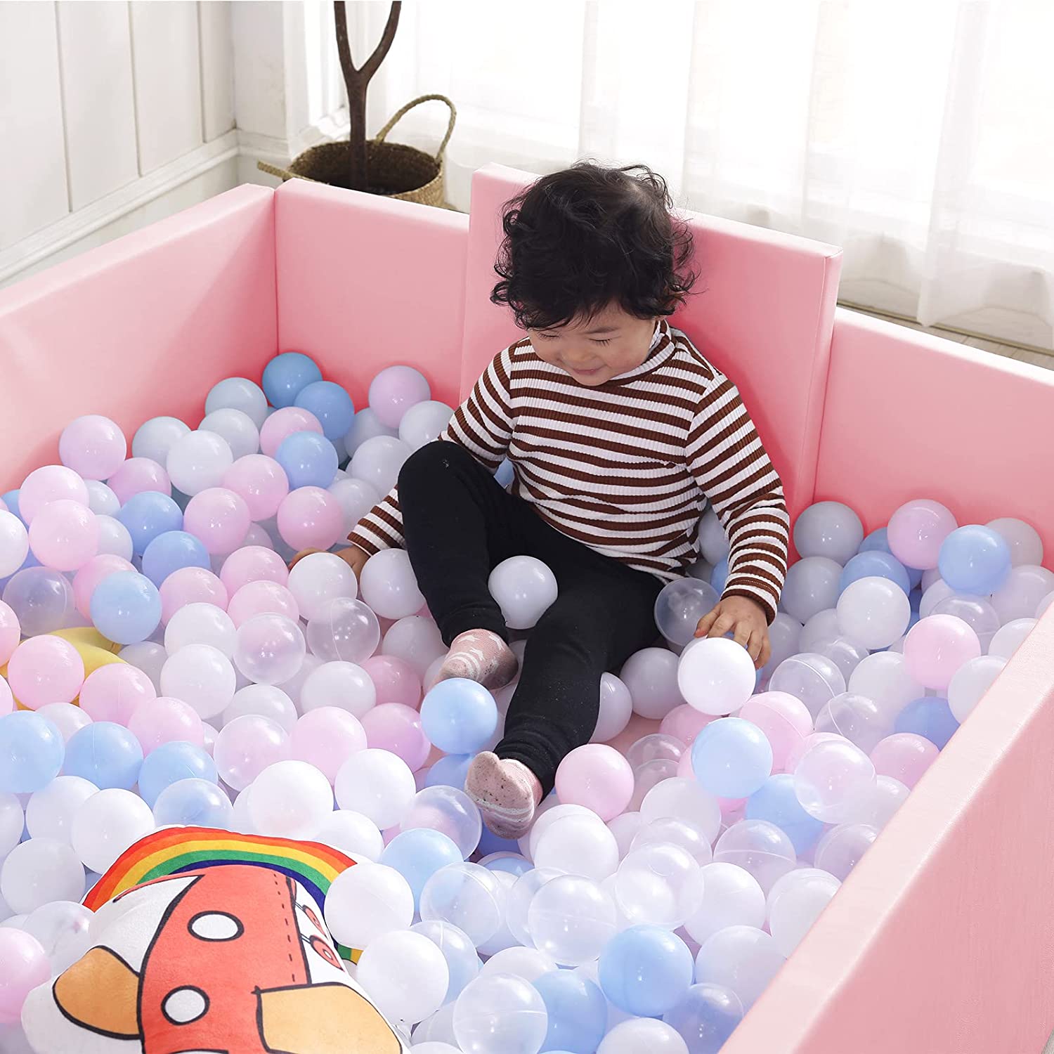 Soft Foam Foldable Pink Ball Pit Crawling Fence Children's Playground