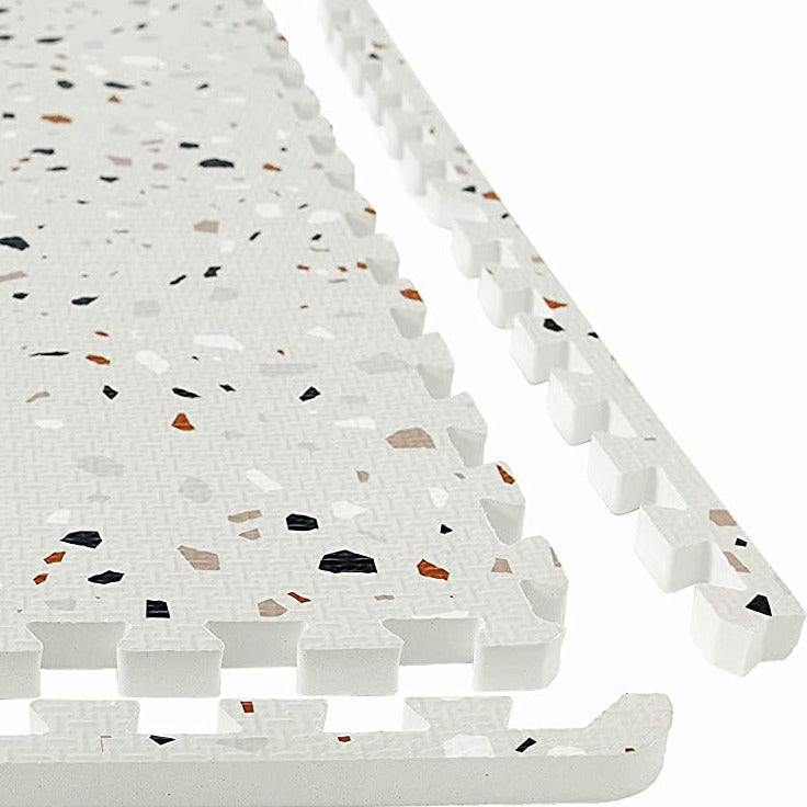 Piastrelle tappetino puzzle - Tema Terrazzo Bianco Design Mosaico in Pietra