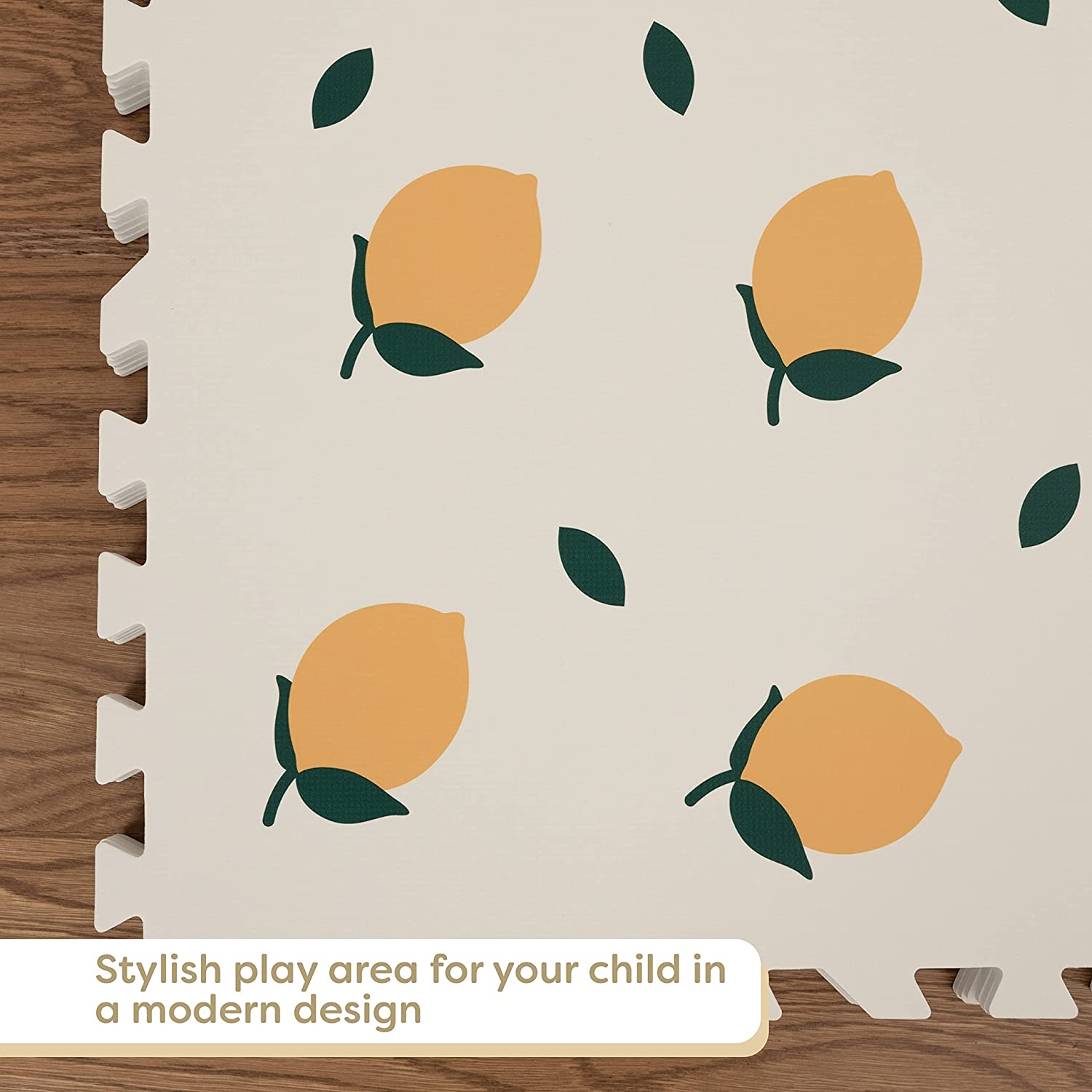 Carreaux de puzzle pour tapis de jeu citron pour bébés et enfants - Paquet de 6 - 60x60 cm