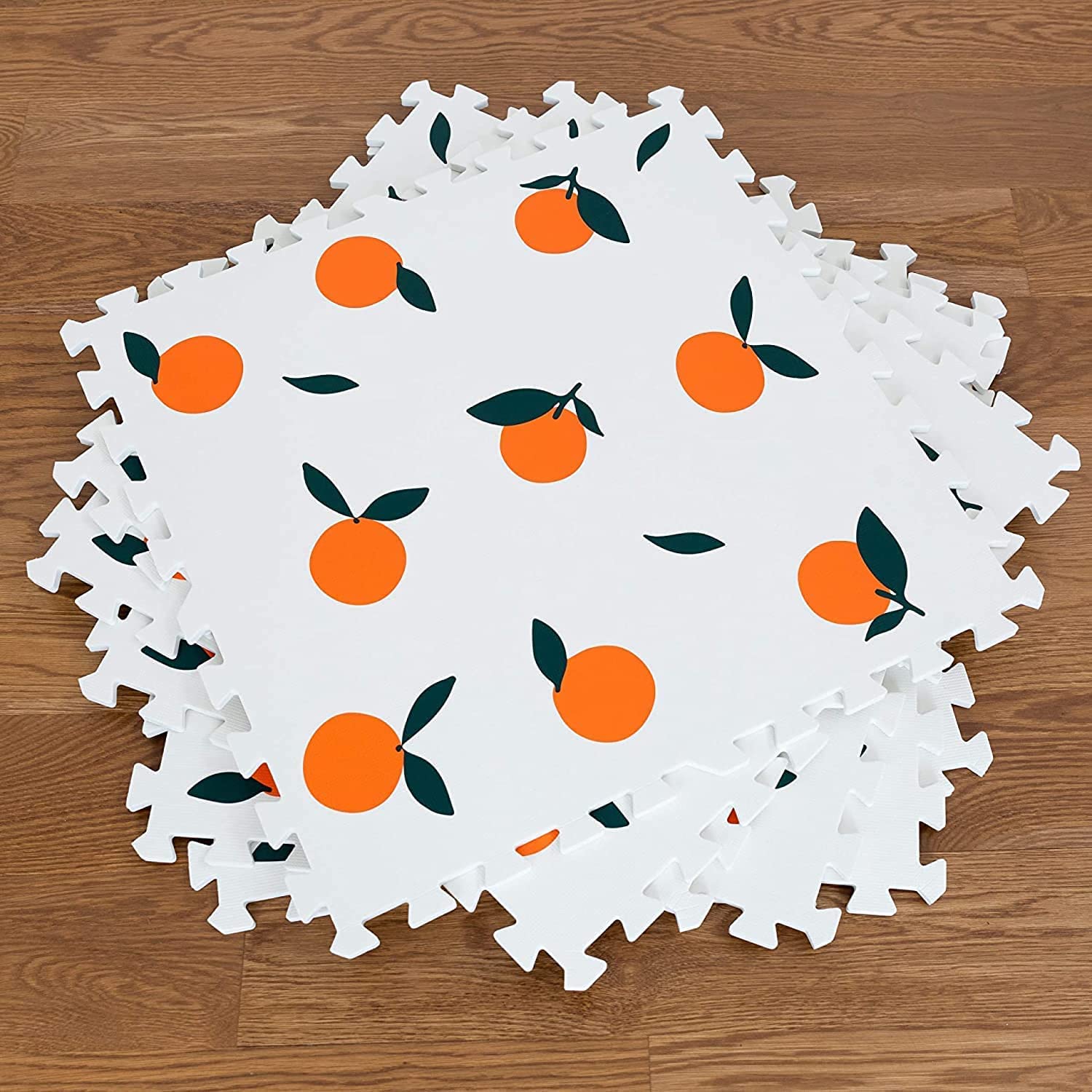 Orange Spielmatte für Kinder, Puzzle-Fliesen – Packung mit 6 60 x 60 cm pro Fliese