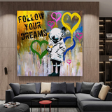 Banksy Follow Your Dreams Graffiti Canvas Wall Art
