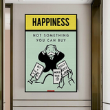 Alec Monopoly Cant Buy Happiness Play Card Décoration murale sur toile
