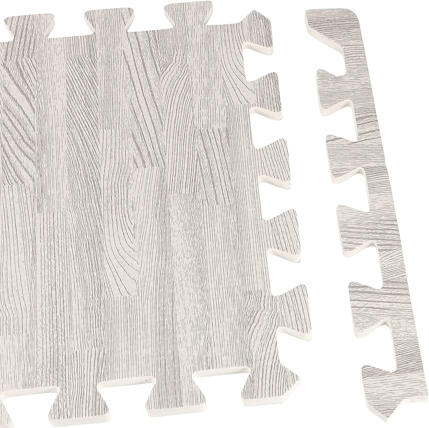 Tuiles de tapis de jeu en puzzle effet bois : idéales pour les aires de jeu sûres.