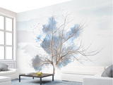 Blue Tree Sketch Wallpaper Murals