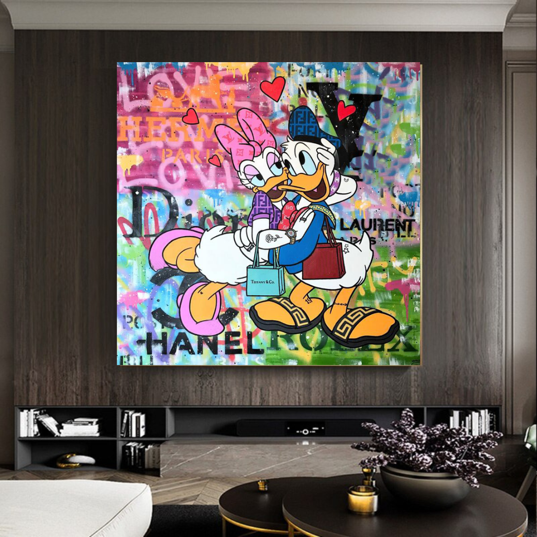 Disney Donald Duck Romantisches Graffiti-Leinwandbild