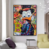 Scrooge McDuck Pop Art Bitcoin Millionaire Canvas Wall Art