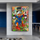 Scrooge McDuck's Champaign Celebration Canvas Wall Art
