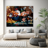 Alec Monopoly and Scrooge McDuck Playing Poker Canvas Print