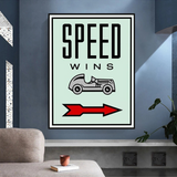 Monopoly Speed Wins Card Canvas Wall Art