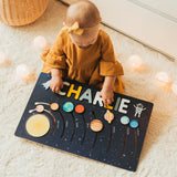 Personalize Wooden Name Puzzle Solar System Busy Board Name Letters Handmade Educational Toy Unique Gift for 1 2 3 Years Old Kid