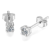Boucles d'oreilles diamant moissanite en argent sterling - Coupe ronde
