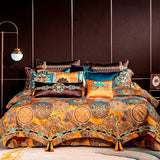 Faux Silk Bedding Set: Luxury Jacquard with Embroidery