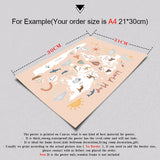 World Map Poster with Animals Canvas Art for Kids Room