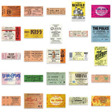 Retro Rock Band Tickets Stickers Pack | Famous Bundle Stickers | Waterproof Bundle Stickers