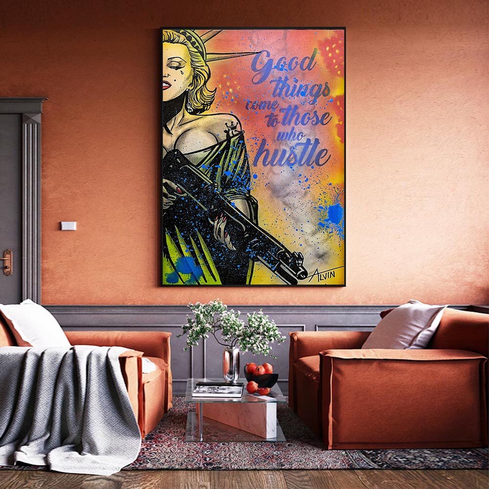 Scarface Girl Abstract Graffiti Art Movie Quote Canvas Panting For Home Decor Say Hello To Little Friend Wall Posters Prints
