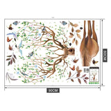 Large Deer Antlers Bird Branches Wall Sticker | Self Adhesive PVC Removable Wall Decal
