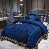 Luxury Quilting Bedsheet Fleece Fabric Stitching Bed linens Coverlet 3pcs