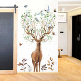 Large Deer Antlers Bird Branches Wall Sticker | Self Adhesive PVC Removable Wall Decal
