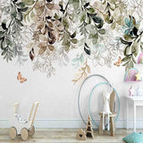 Leaf Butterfly Flower Wallpaper for Home Wall Decor