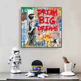 Leinwand-Wandkunst „Dream Big Dreams“ – berühmte Banksy-Kunst