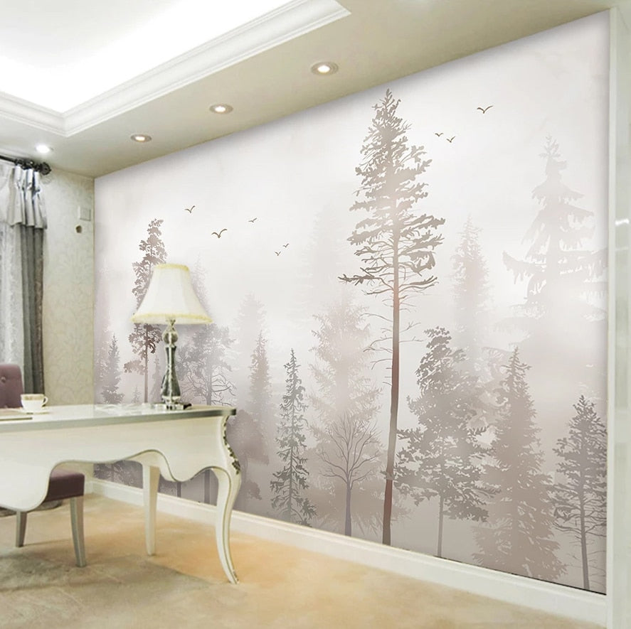 3D Nostalgic Forest Bird Wallpaper for Home Wall Decor