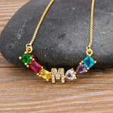 Alphabet A-Z Letters Charm Rainbow Pendant Necklace