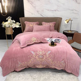 Super Soft Velvet Fleece Warm Cozy Luxury Embroidery Bedding Set