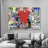 Banksy Love is the Answer Wall Art - Charlie and Einstein - Modern Canvas Print