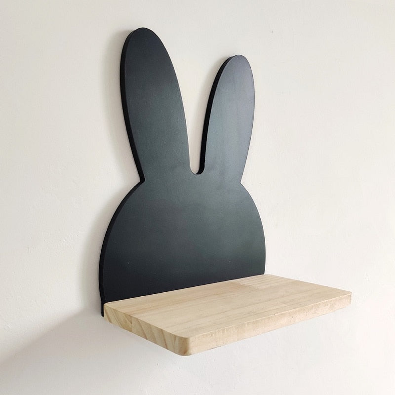 Bunny Rabbit Shape Wooden Wall Shelf