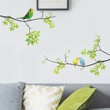 Birds on Tree Wall Stickers | Birds on Green Leaf Tree Wall Decal