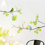 Birds on Tree Wall Stickers | Birds on Green Leaf Tree Wall Decal