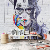 Fond d'écran de couverture de fille masquée abstraite pour la décoration murale de la maison