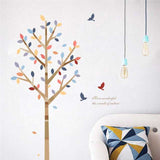 Nature Forest Tree with Birds Wall Sticker | Colourful Tree Wall Decal