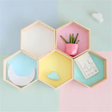 Wooden Wall Shelves - Stylish Hexagon Designs for Baby Room