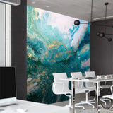 Blue Landscape Splash Ink Wallpaper for Home Wall Decor