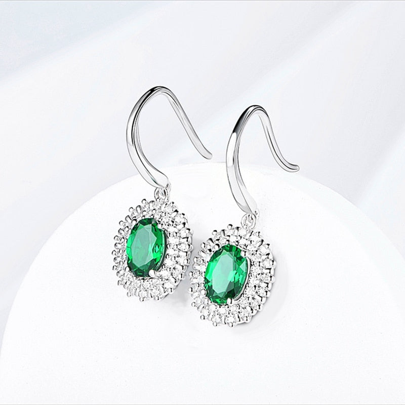 Emerald Moissanite Drop Earrings