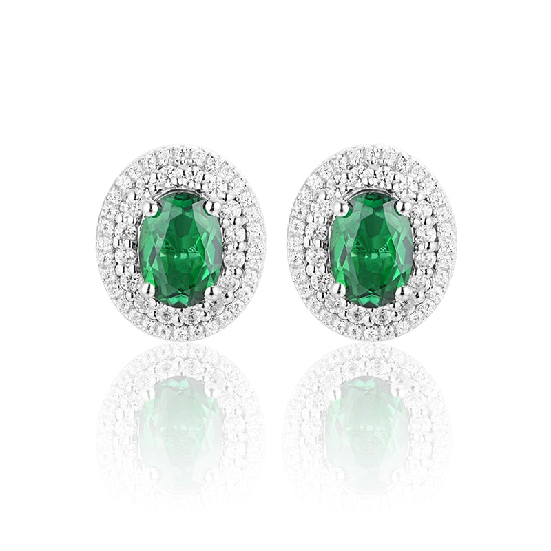 Emerald Moissanite Diamond Rhodium Earring