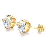 Total 0.8ct EF Asscher Diamond Passed Moissanite 18K Yellow Gold Plated 925 Silver Earring