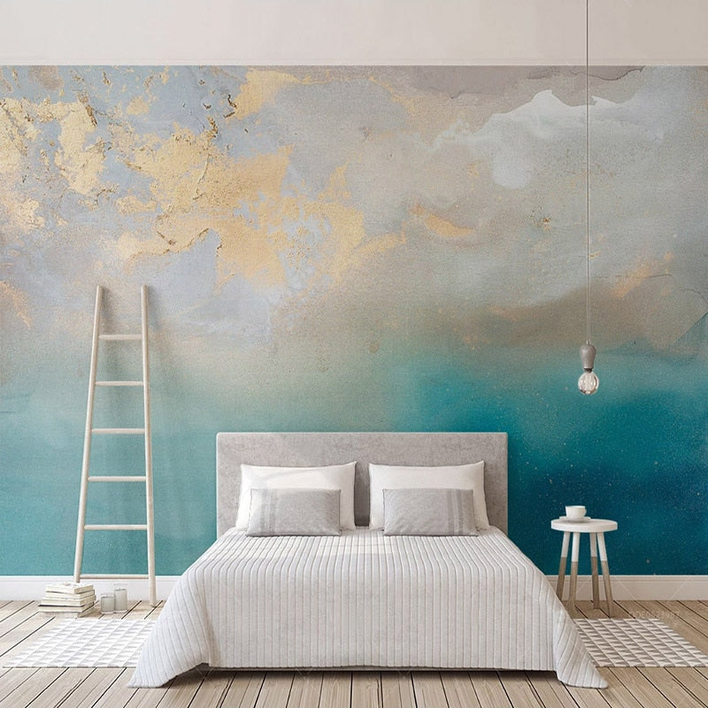 Golden Sea Breeze Abstract Wallpaper for Modern Home Decor