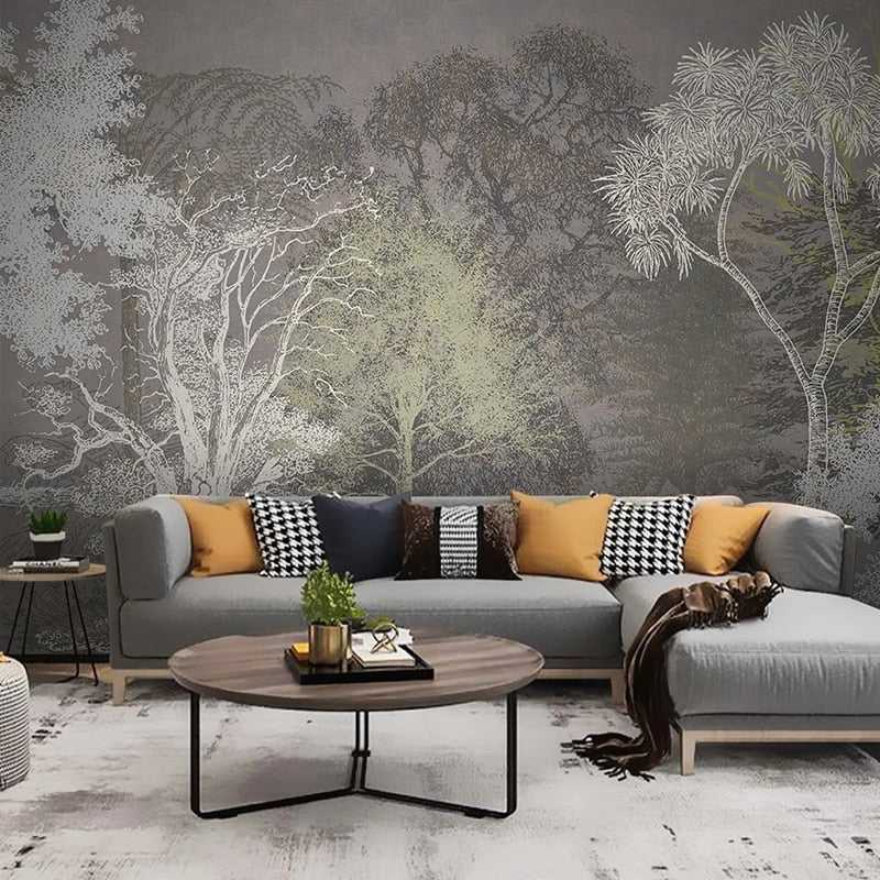 Retro Forest 3D Tree Wallpaper for Home Wall Decor