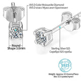 Sterling Silver Moissanite Diamond Earrings - Round Cut