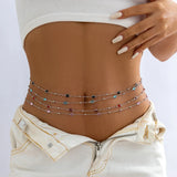 charakterSilberne minimalistische Taillenkette mit Kristallen – Sommer-Bikini-Schmuck