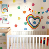 Vigor Style Heart Rainbow with Dots Colorful PVC Wall Stickers