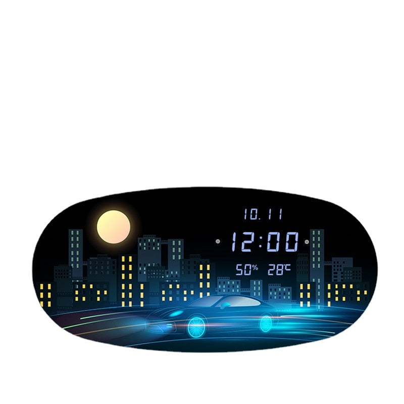 Oval Digital Wall Clock: Accurate Timekeeping Sleek Design