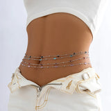 characterSilver Minimalist Waist Chain with Crystals - Summer Bikini Jewelry