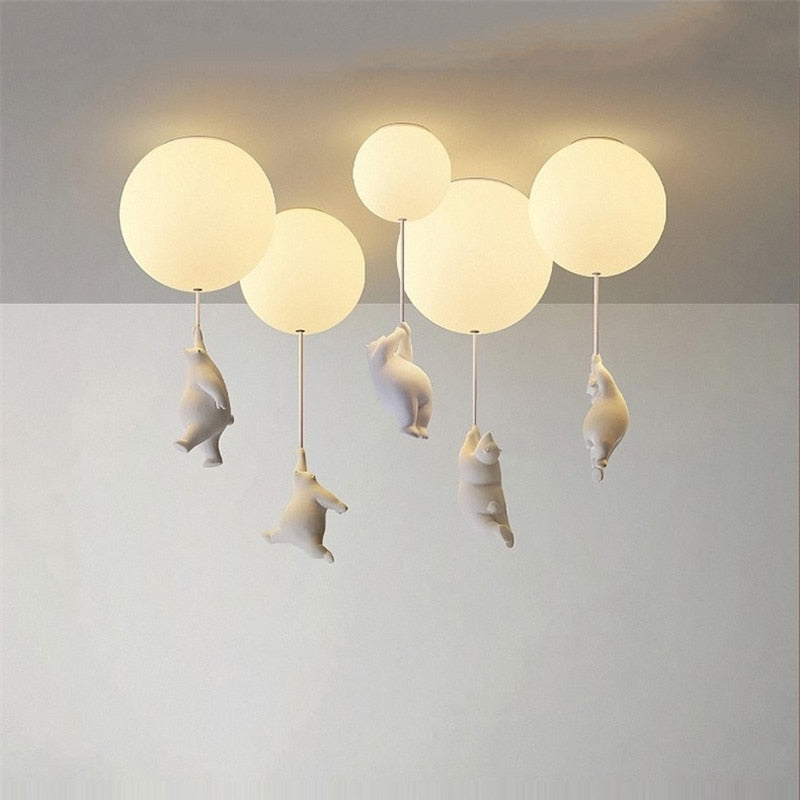Kids Teddy Bears Holding Balloons Ceiling Light | Kids Room Decor Lights