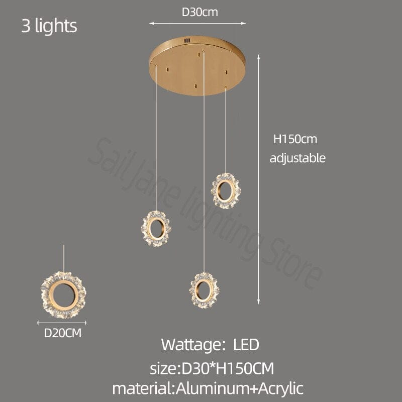 Rings LED Light Staircase Chandelier – Style Your Staircase