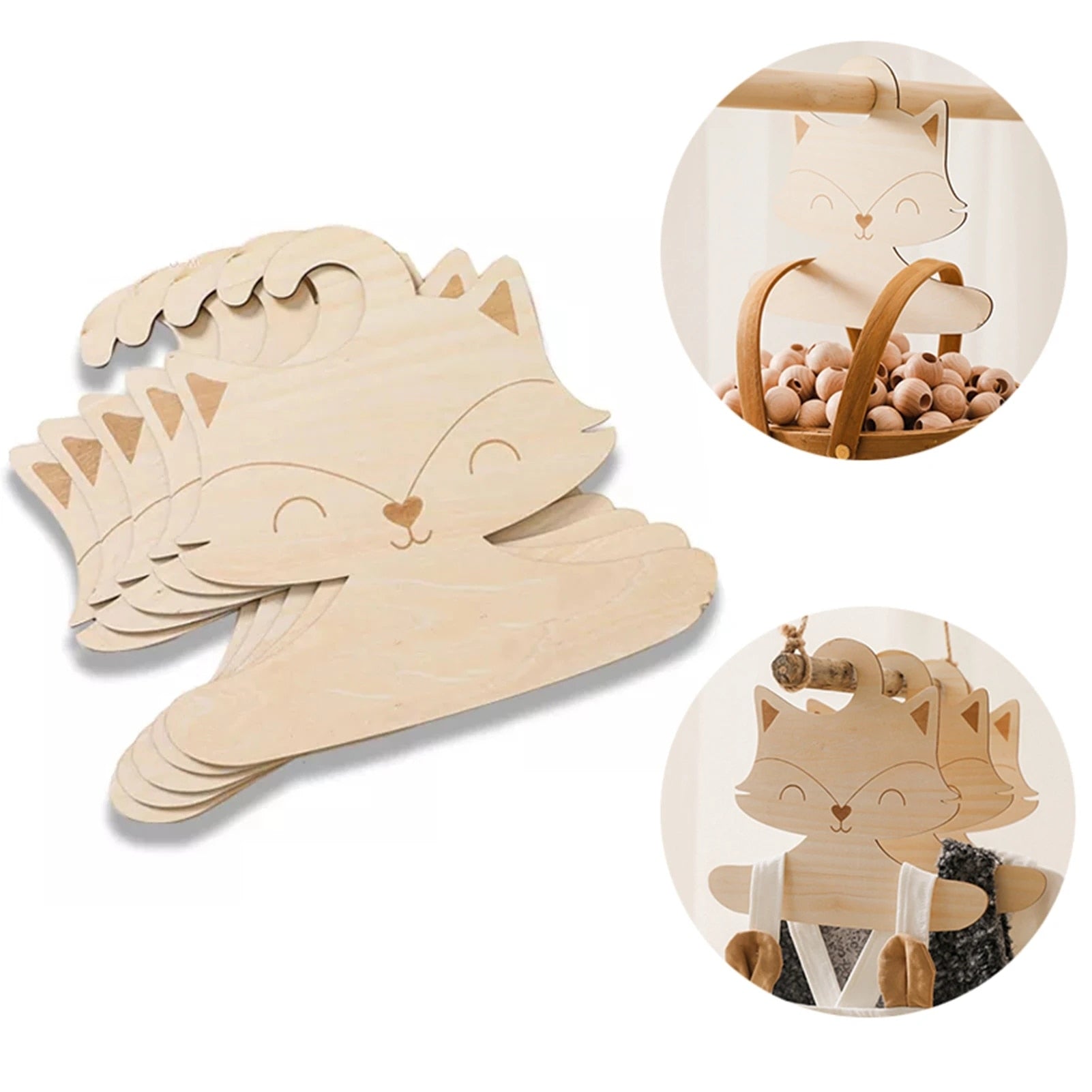 Nordic Style Baby Cute Fox Wooden Clothes Hanger